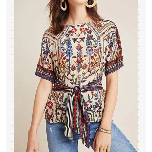 Anthropologie Vineet Bahl Floral Print Women's Top - Picture 2 of 8